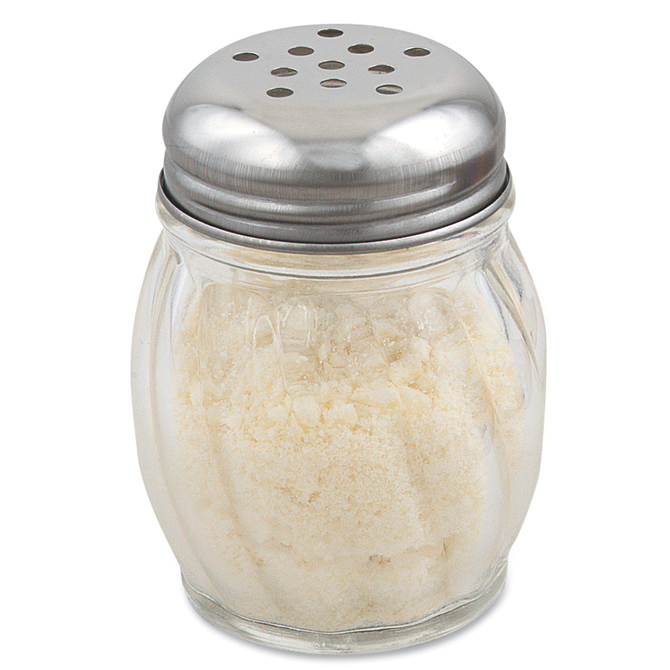 Grated Cheese Shaker, Clear Glass Spice Dispenser